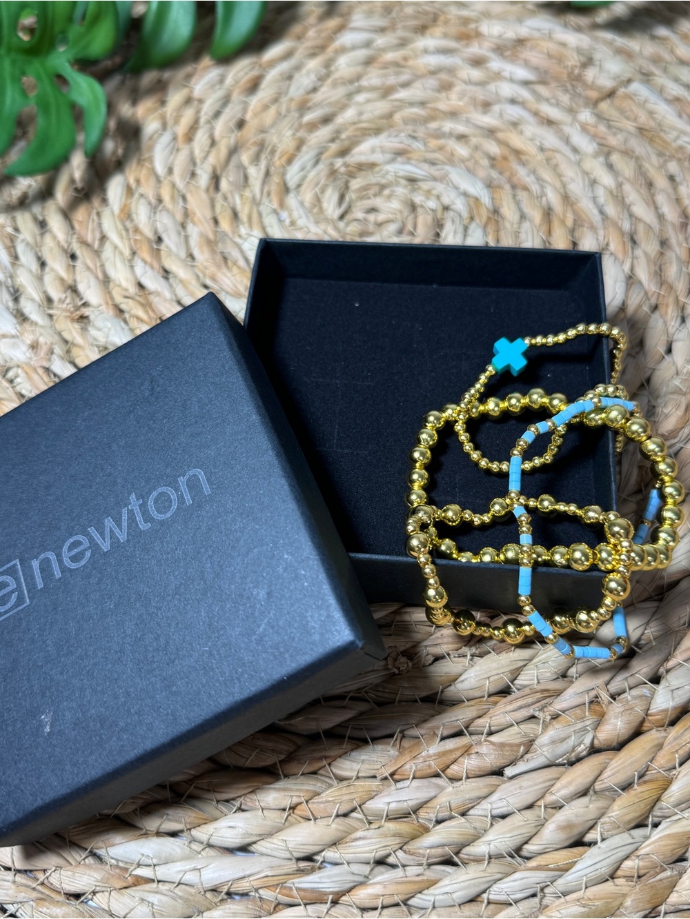 Newton Gold and Turquoise Bead Bracelet Set - Picture 2 of 4
